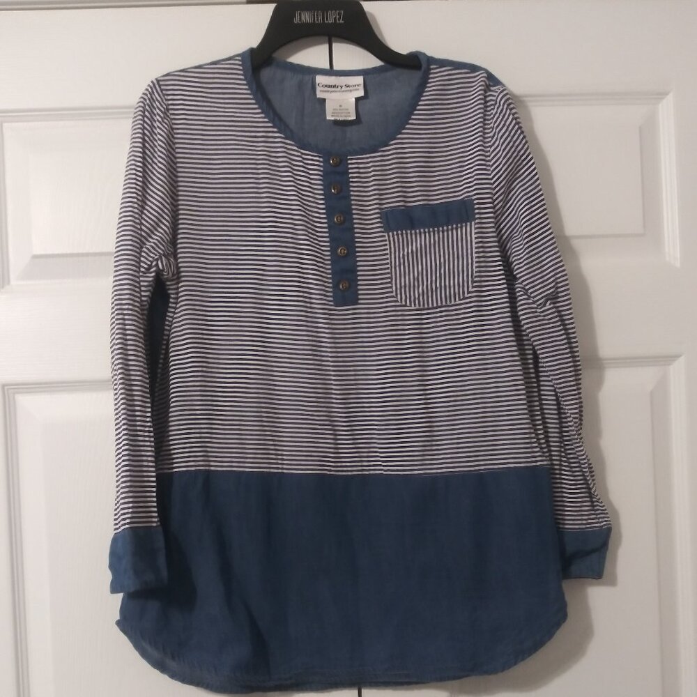 Country Store denim and blue stripe tunic Sz M